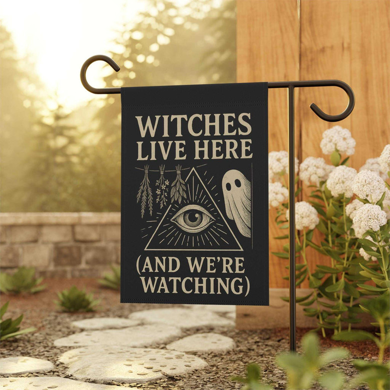 Halloween Witch Garden Flag - Spooky Double-Sided Outdoor Banner For Porch Or Lawn Decoration