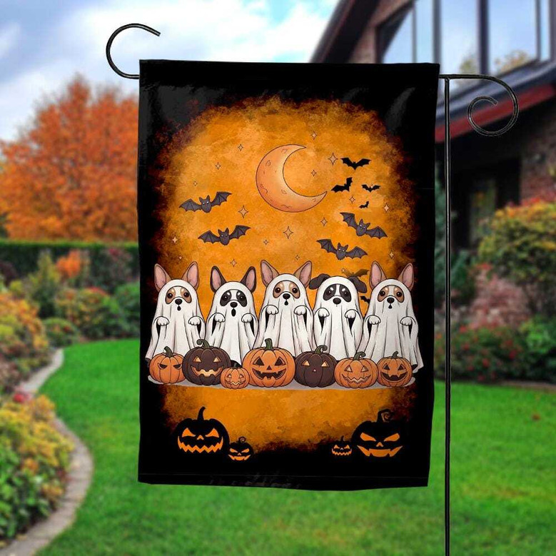 Spooky Ghost Dog House Flag – Cute Halloween Outdoor Decor for Pet Lovers