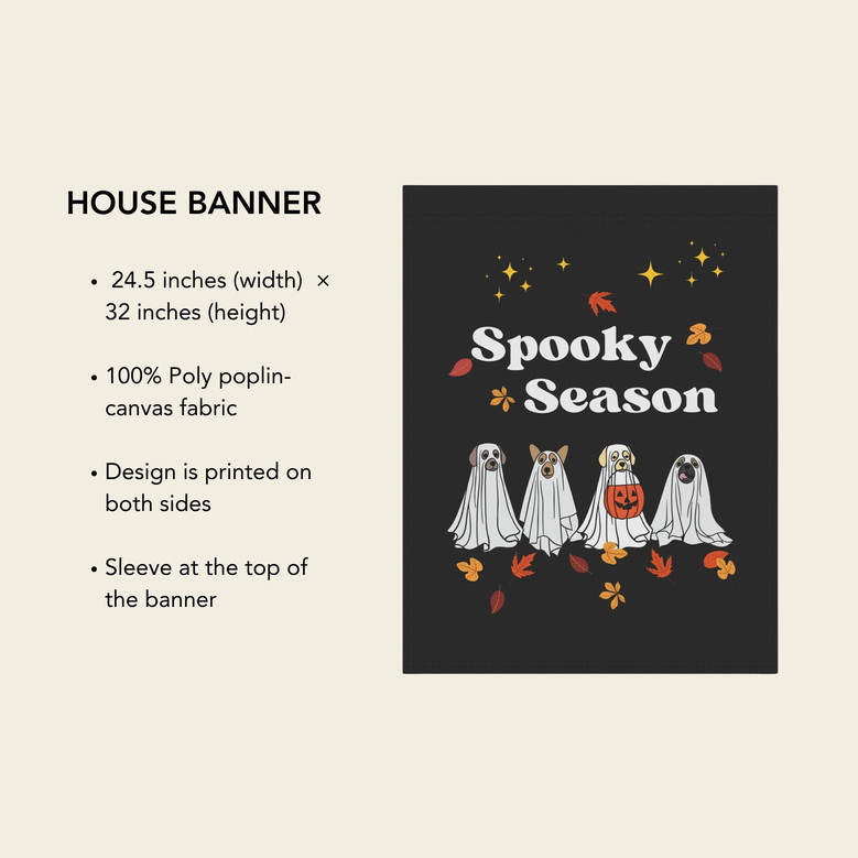 Ghost Dog Halloween House Flag For Spooky Season Outdoor Decor
