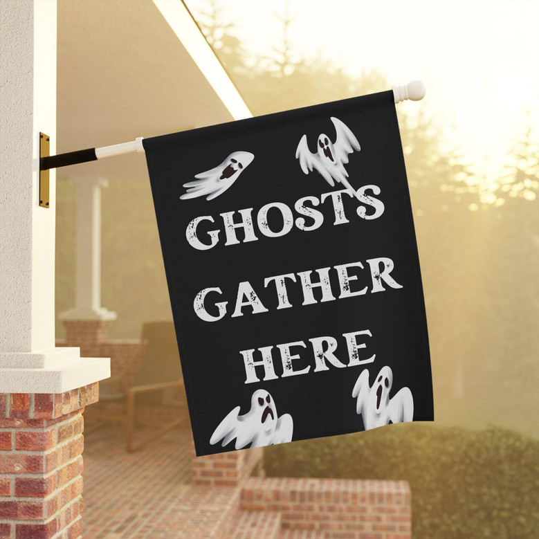 Ghostly Halloween Garden Flag For Spooky Fall Outdoor Decor, Creepy Cute Design