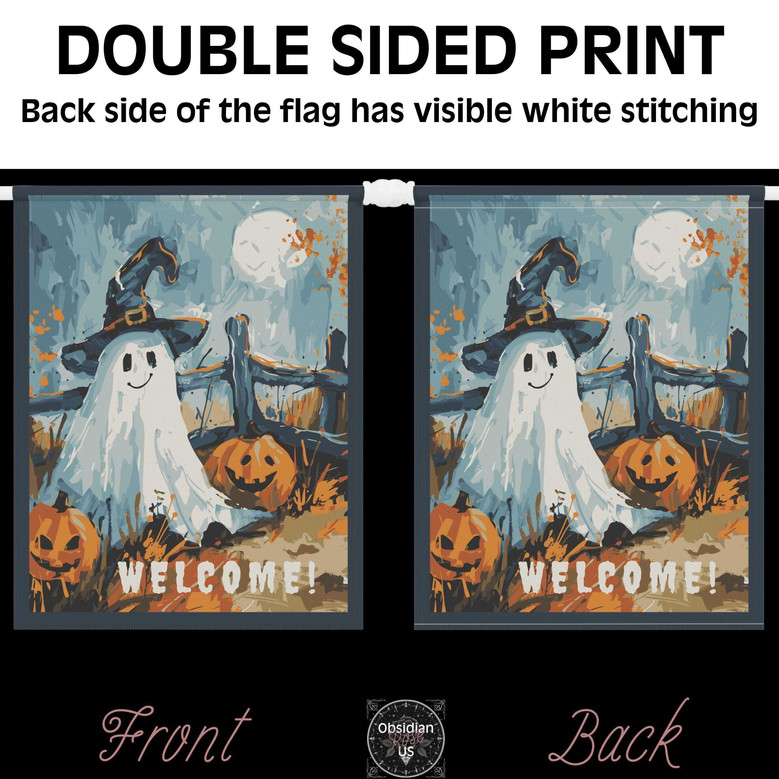 Cute Ghost Halloween Yard Flag For Spooky Outdoor Fall Decor - Goth Garden Banner
