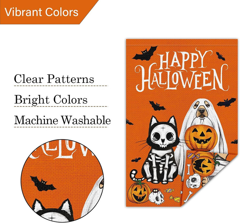 Spooky Halloween Dog Ghost Garden Flag - Double Sided Decor For Fall Outdoor Yard