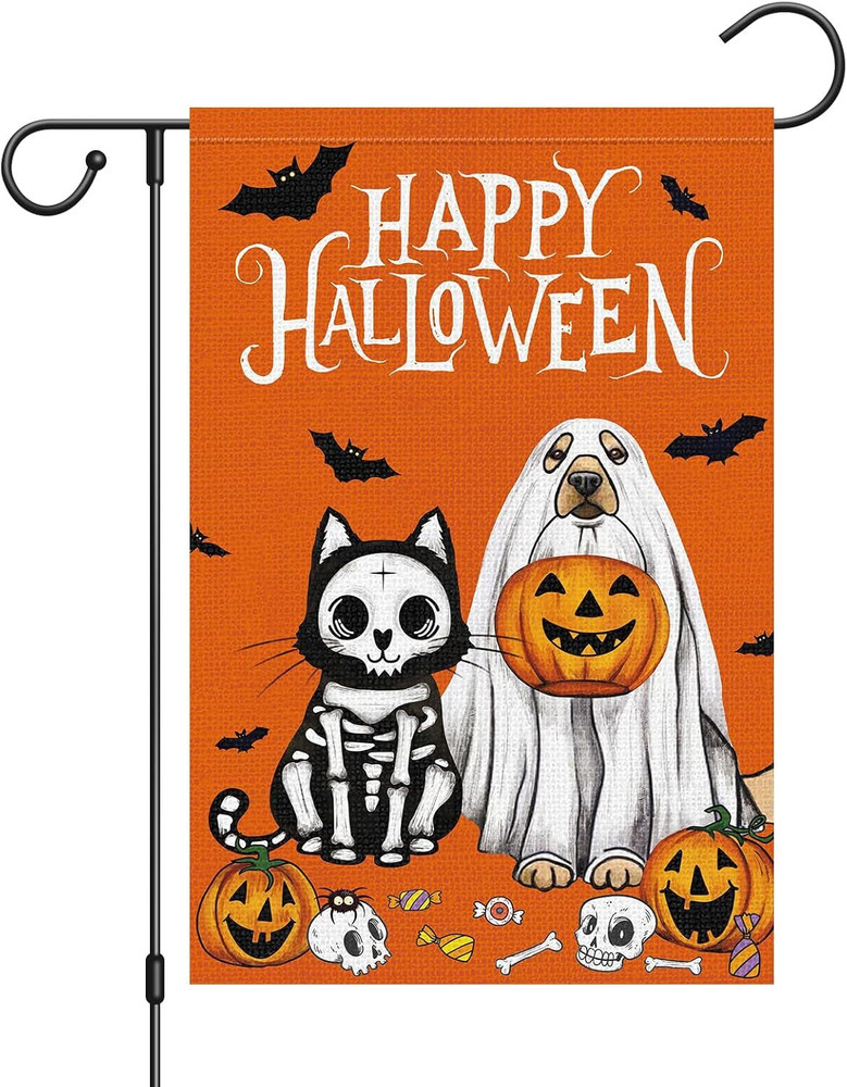 Spooky Halloween Dog Ghost Garden Flag - Double Sided Decor For Fall Outdoor Yard