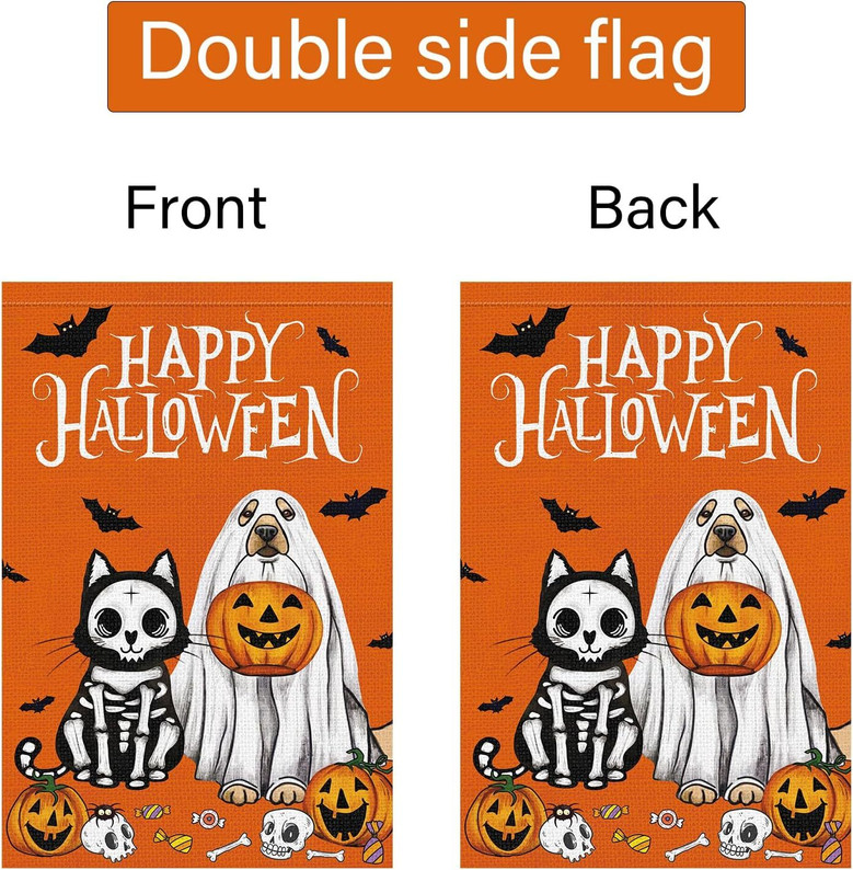 Spooky Halloween Dog Ghost Garden Flag - Double Sided Decor For Fall Outdoor Yard