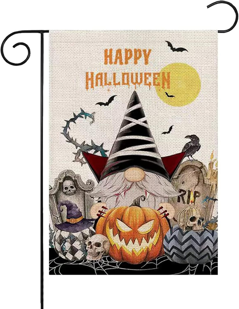 Double Sided Halloween Garden Flag 12x18 Inch - Happy Pumpkin Burlap Decor For Outdoor Yard