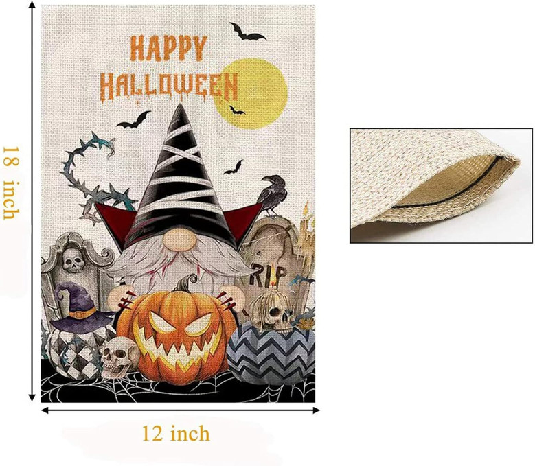 Double Sided Halloween Garden Flag 12x18 Inch - Happy Pumpkin Burlap Decor For Outdoor Yard