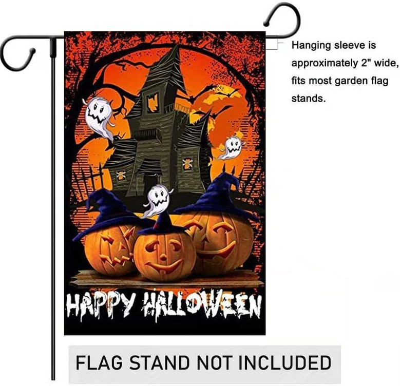 Halloween Pumpkin Ghosts Garden Flag 12.5x18 For Outdoor Holiday Farmhouse Decor