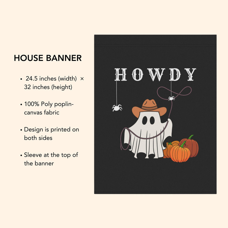 Western Cowboy Ghost Halloween Flag For Yard - Festive Outdoor Decor For Spooky Season