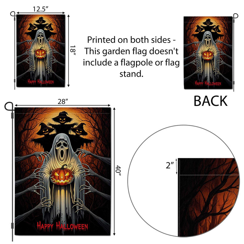 Creepy Ghost Halloween Garden Flag For Spooky Yard Decor - Haunted Outdoor Decoration For A Frightful Ambiance