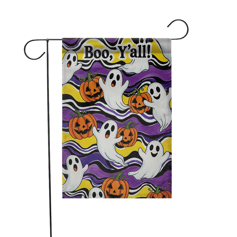 Cute Halloween Ghost And Pumpkin Garden Flag - Fun Outdoor Decor For a Spooky Southern Fall