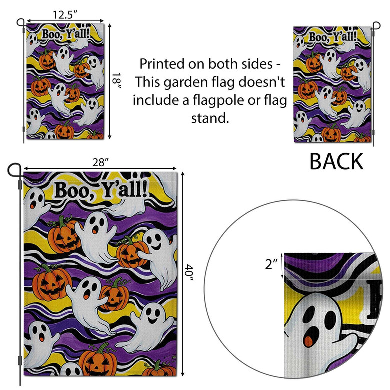 Cute Halloween Ghost And Pumpkin Garden Flag - Fun Outdoor Decor For a Spooky Southern Fall