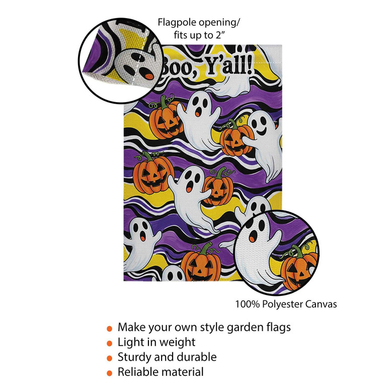 Cute Halloween Ghost And Pumpkin Garden Flag - Fun Outdoor Decor For a Spooky Southern Fall