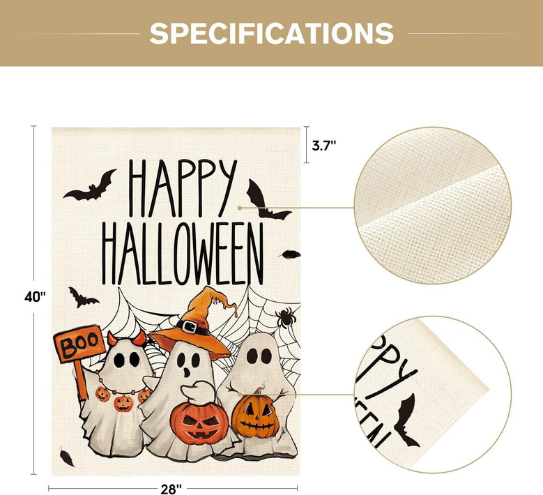 Spooky Halloween House Flag With Ghosts And Jack-O'-Lanterns For Outdoor DéCor