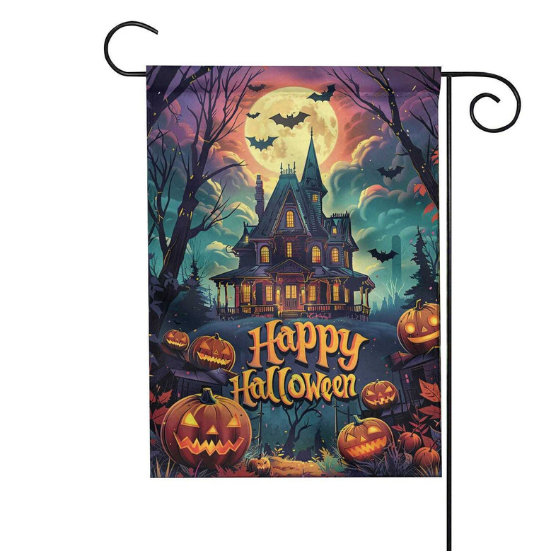 Halloween House Flag - Haunted House & Garden DéCor For Spooky Porch Or Yard