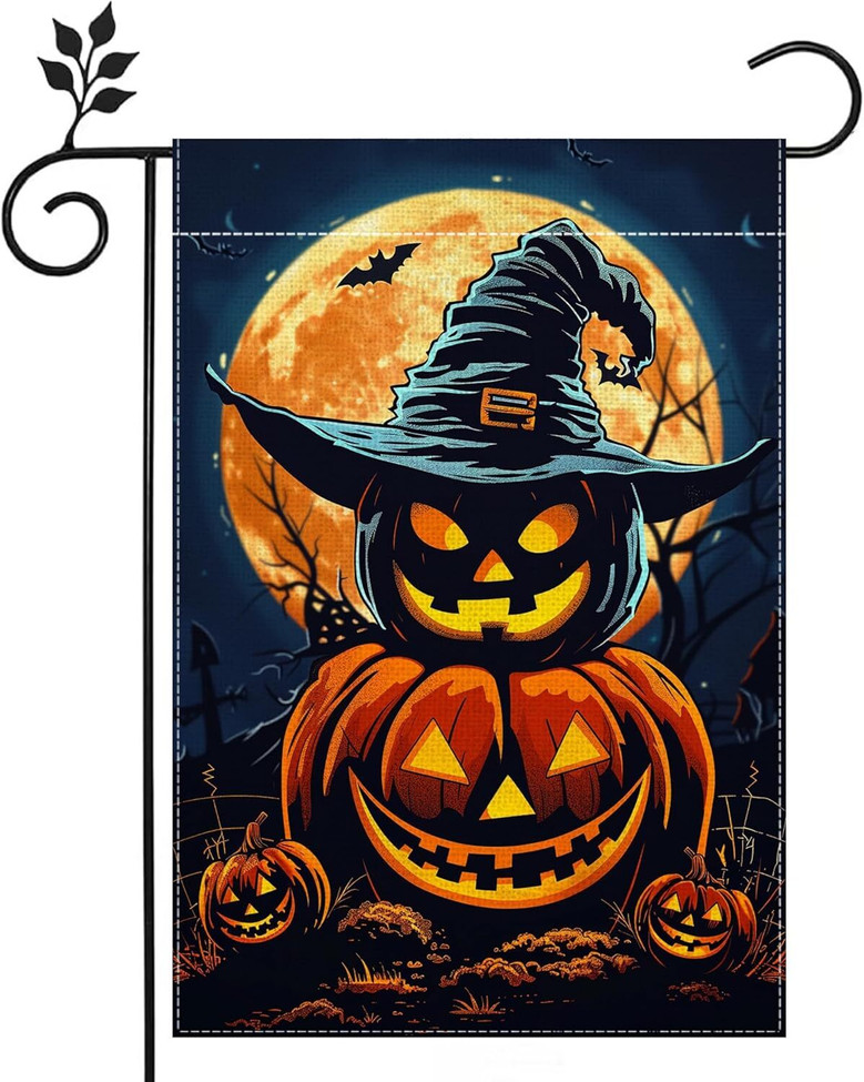 Double-Sided Halloween Jack O' Lantern Garden Flag 12x18 - Holiday Outdoor DéCor For Yard