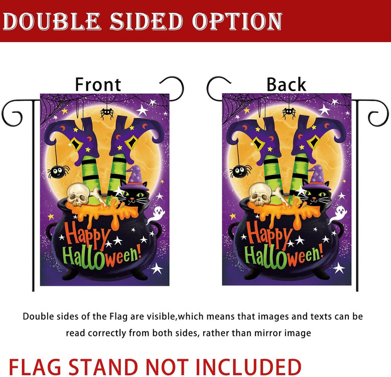 Double Sided Witch Theme Halloween Garden Flag For Outdoor DéCor