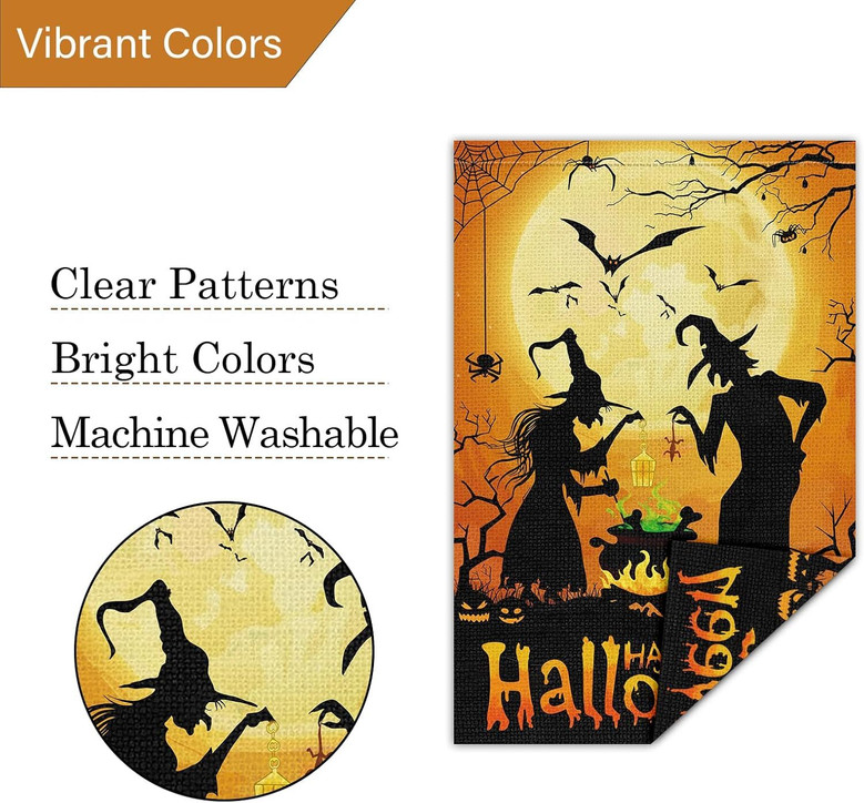 Double-Sided Witch Halloween Garden Flag - 12x18 Burlap Seasonal Outdoor Decor