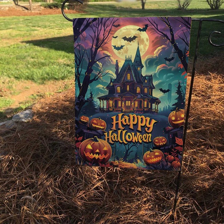 Custom Halloween House Flag - Haunted House & Garden DéCor For Spooky Porch Or Yard