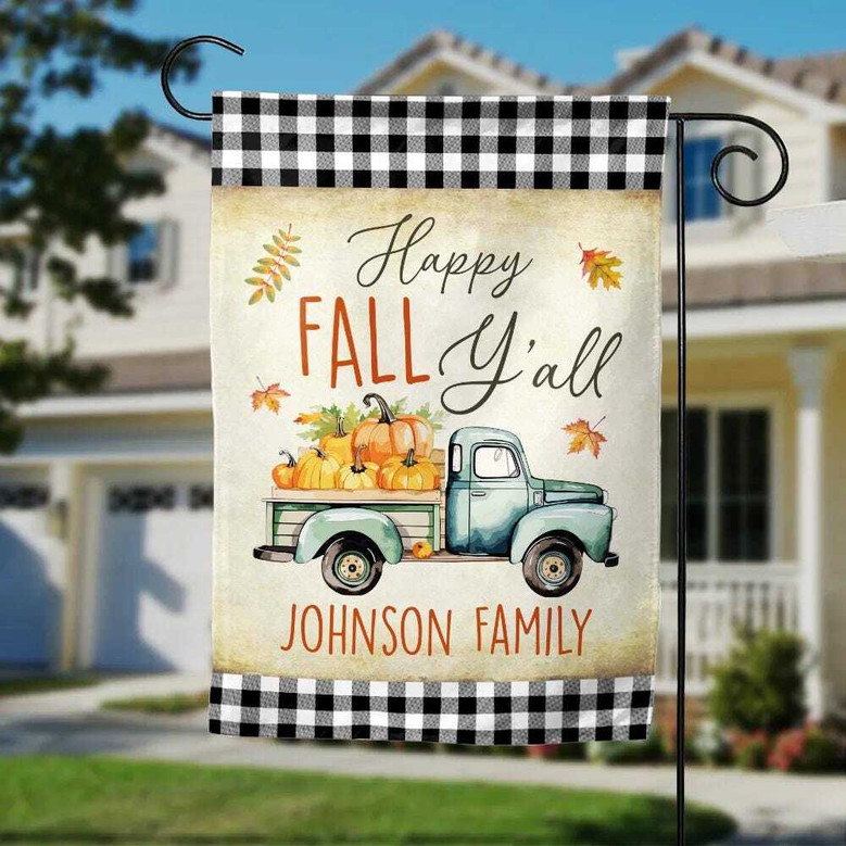 Personalized Fall House Flag For Halloween - Charming 'Happy Fall Y'All' Garden Decor