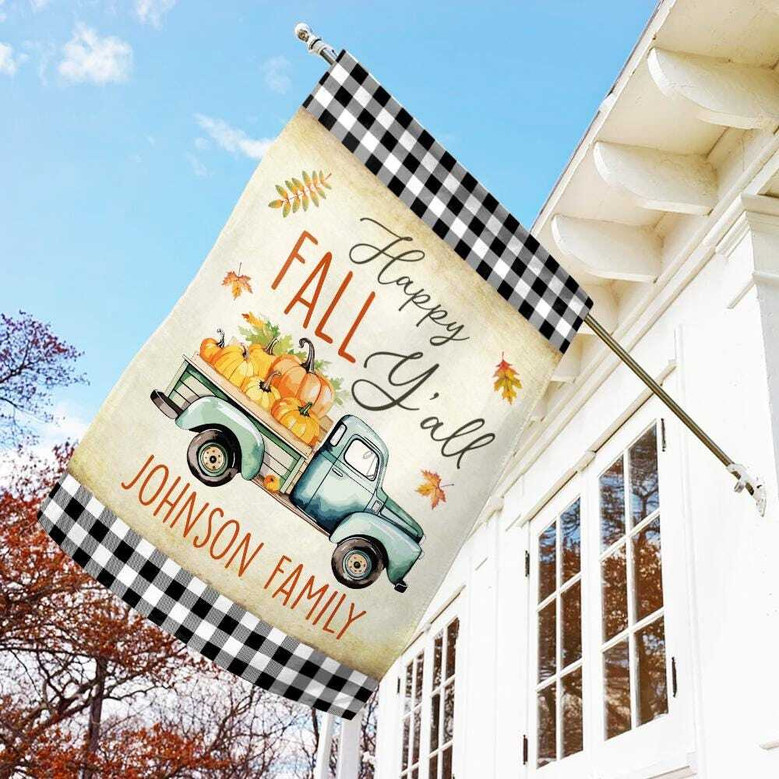 Personalized Fall House Flag For Halloween - Charming 'Happy Fall Y'All' Garden Decor