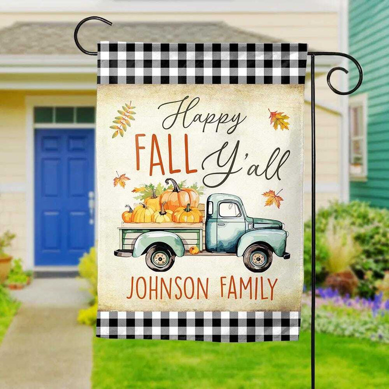 Personalized Fall House Flag For Halloween - Charming 'Happy Fall Y'All' Garden Decor
