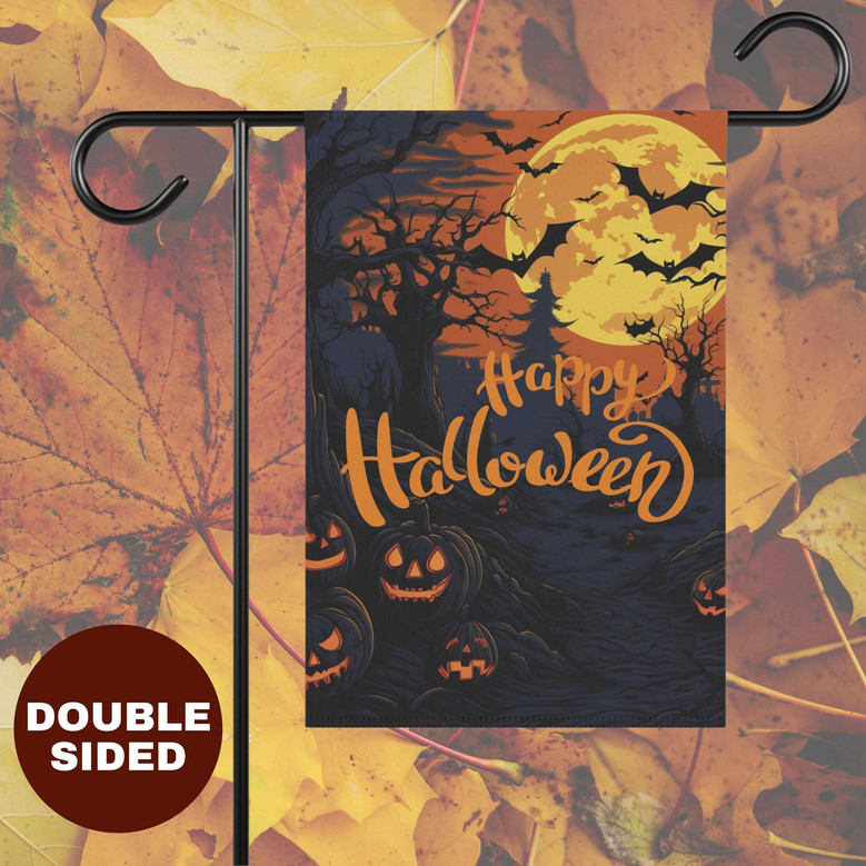 Spooky Pumpkin Halloween Garden Flag For Mom - Autumn Outdoor Yard Decor With Jack-O-Lanterns And Bats