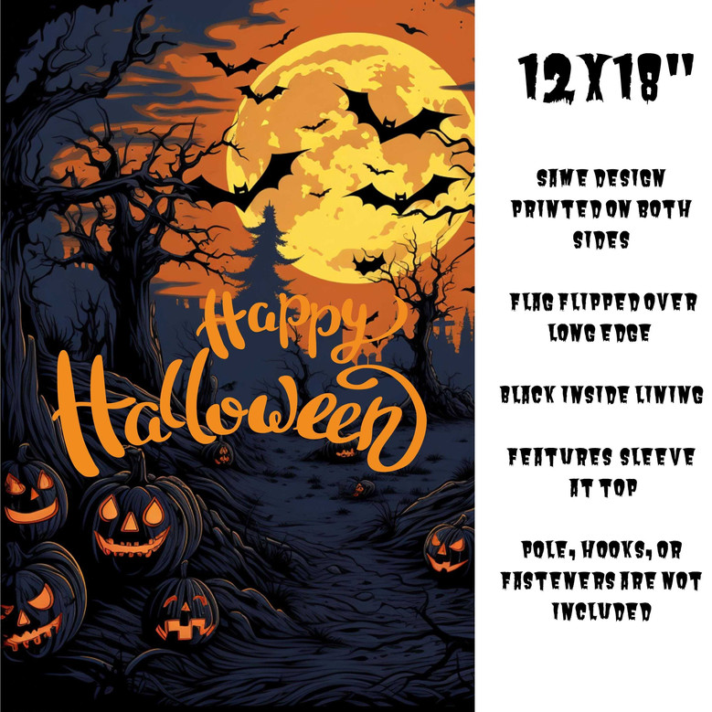 Spooky Pumpkin Halloween Garden Flag For Mom - Autumn Outdoor Yard Decor With Jack-O-Lanterns And Bats