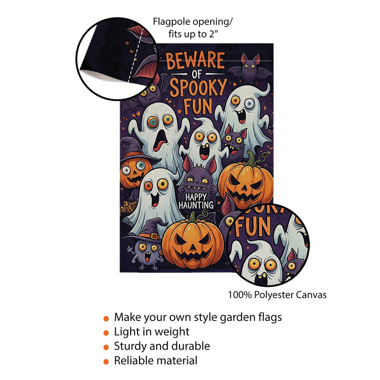 Spooky Halloween Garden Flag - Cute Ghost & Pumpkin Yard Sign For Trick Or Treat Outdoor Decorating