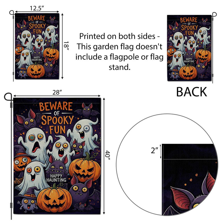 Spooky Halloween Garden Flag - Cute Ghost & Pumpkin Yard Sign For Trick Or Treat Outdoor Decorating