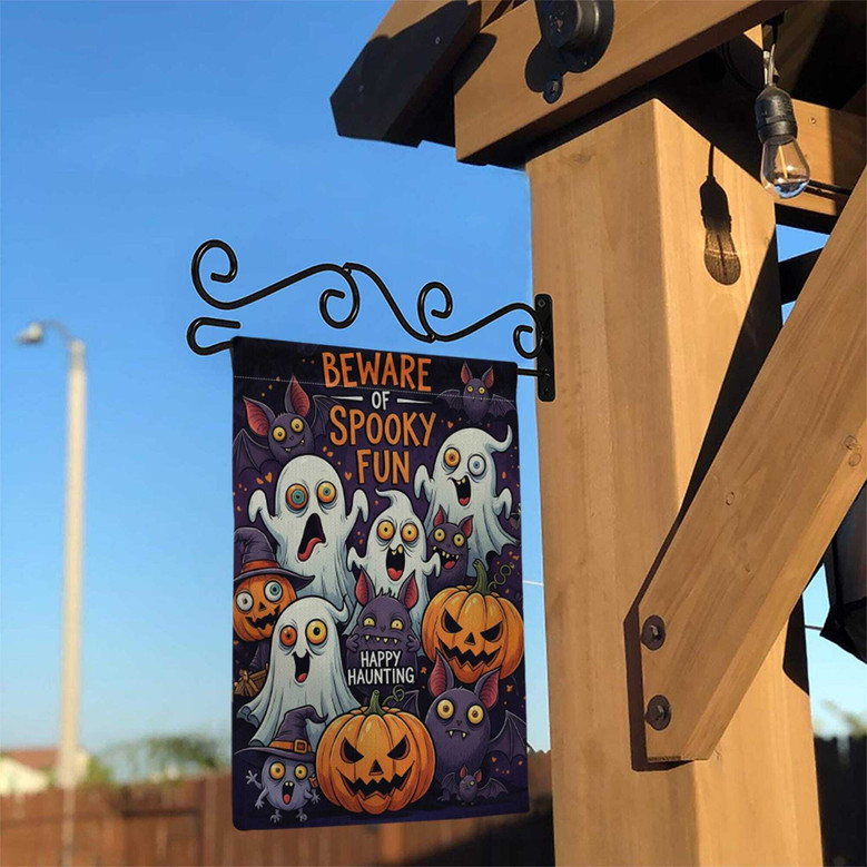 Spooky Halloween Garden Flag - Cute Ghost & Pumpkin Yard Sign For Trick Or Treat Outdoor Decorating