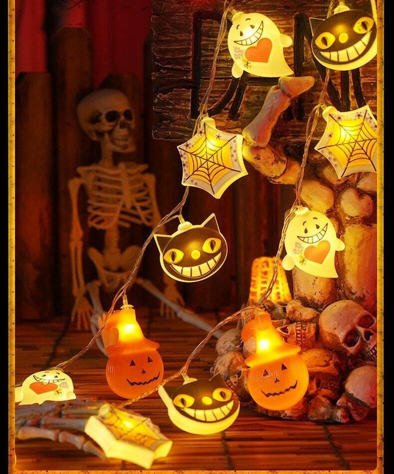 Spooky Halloween LED Lights With Black Cat And Pumpkin Theme - Indoor Outdoor DéCor