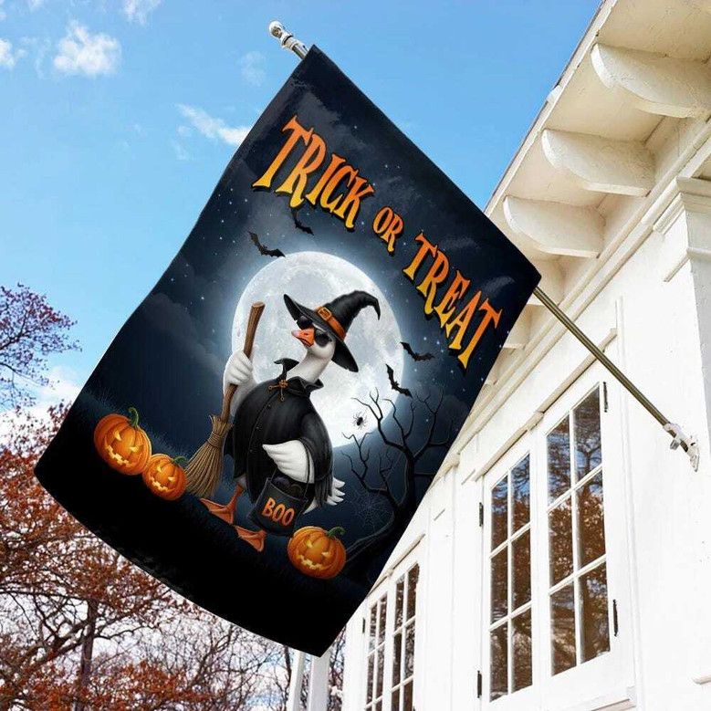 Ghoulish Trick Or Treat Flag For a Ghostly Halloween Outdoor Decoration