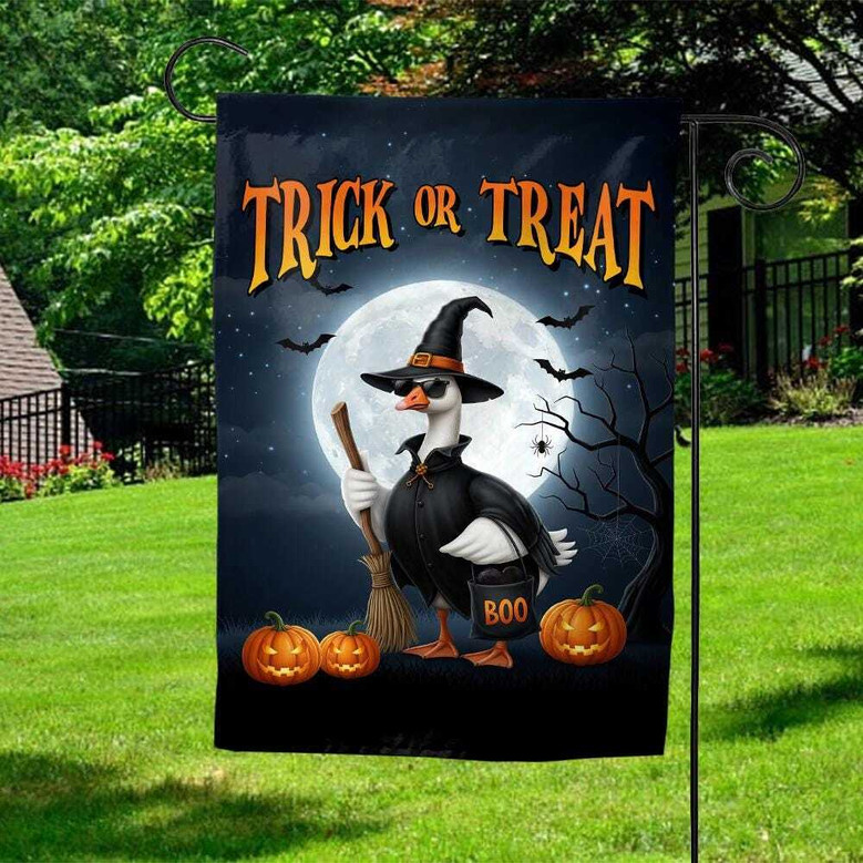 Ghoulish Trick Or Treat Flag For a Ghostly Halloween Outdoor Decoration