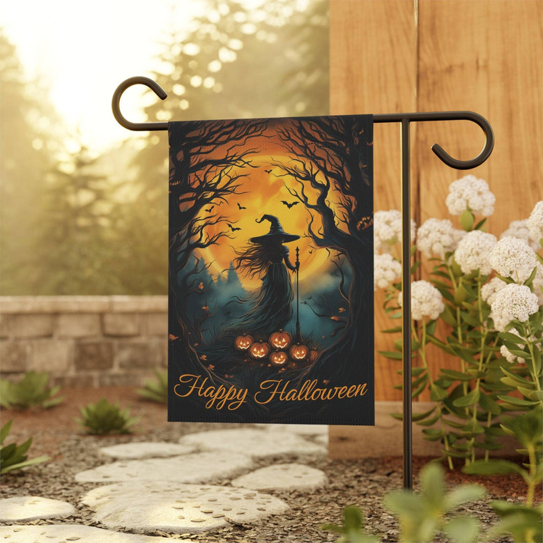 Spooky Witch Halloween Garden Flag For Yard And Porch Fall DéCor