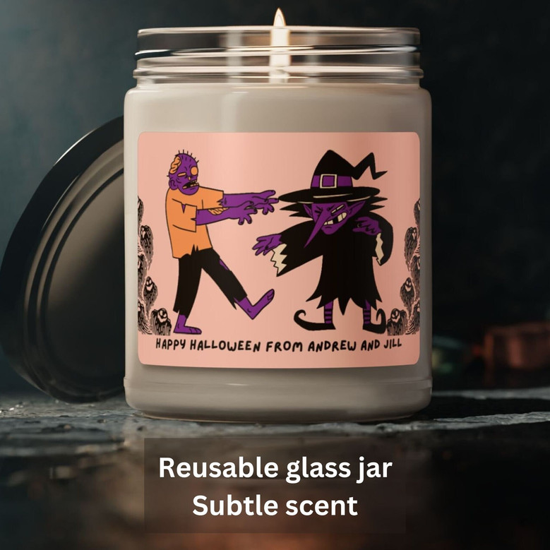 Personalized Halloween Soy Candle - Spooky Gift For Autumn Decor