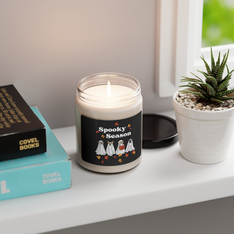 Dog Ghost Soy Wax Candle – Spooky Halloween Decor for Pet Lovers
