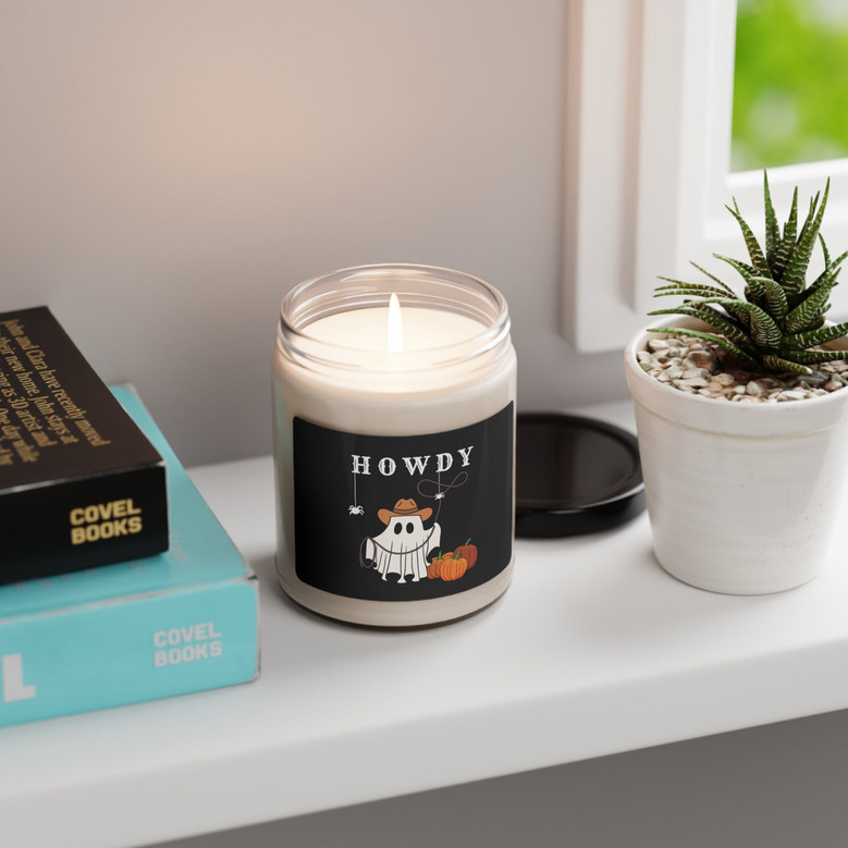 Ghost Cowboy Halloween Soy Wax Candle For Spooky Atmosphere