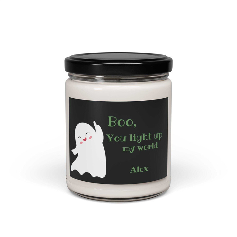 Personalized Ghost Soy Wax Candle - Boo Design For Halloween - Perfect Gift For Him Or Her
