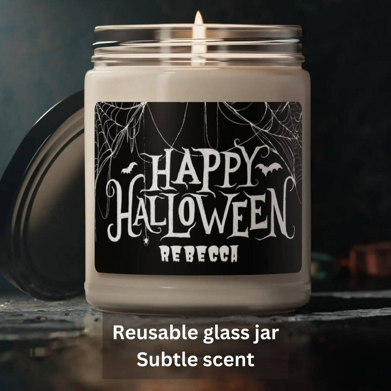 Personalized Halloween Soy Candle – Custom Autumn Decor for Spooky Season
