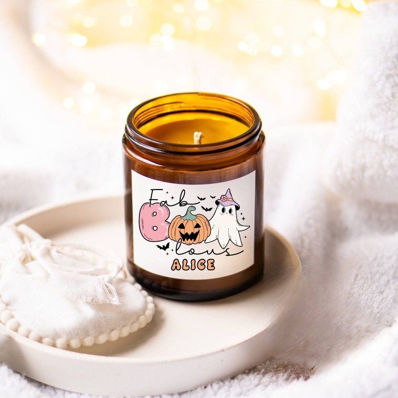 Retro Halloween Soy Candle – Cute Personalized Autumn Decor with Fall Scents