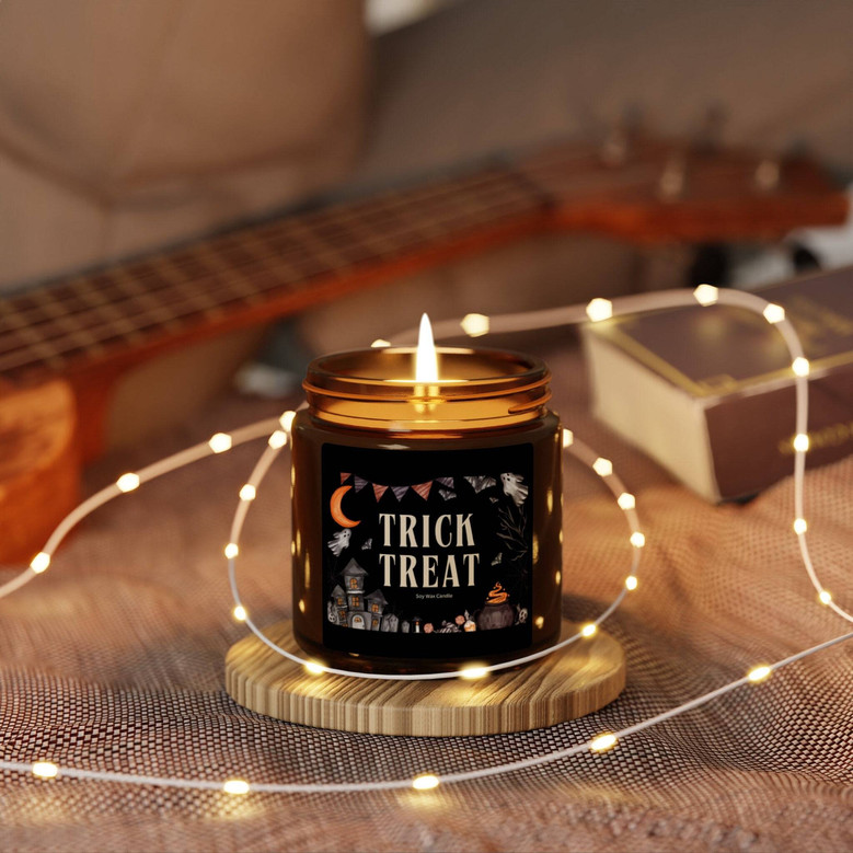 Trick Or Treat Halloween Soy Candle For Spooky Season Home DéCor Gift