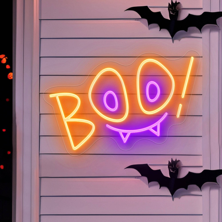 Boo Neon Sign for Kids – Cute Halloween Room Decor & Light-Up Gift for Spooky Fun