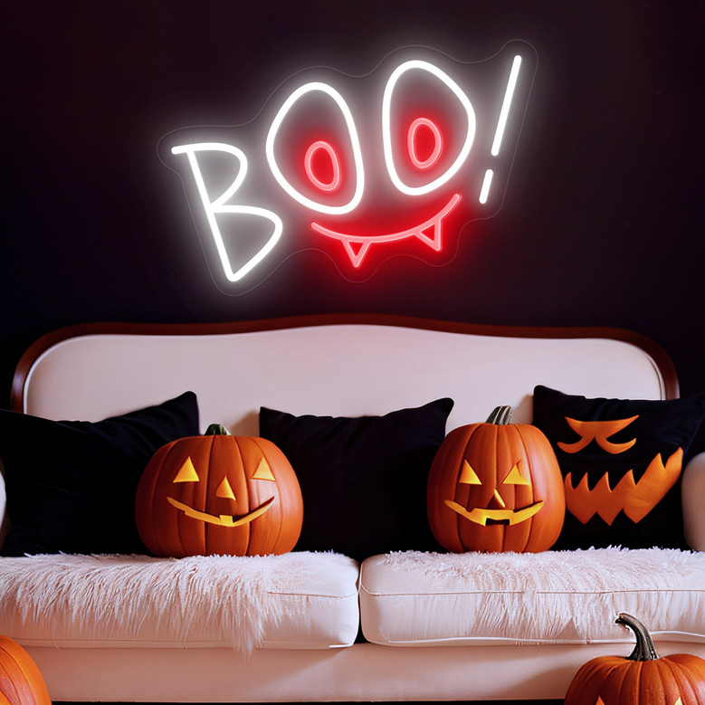 Boo Neon Sign for Kids – Cute Halloween Room Decor & Light-Up Gift for Spooky Fun