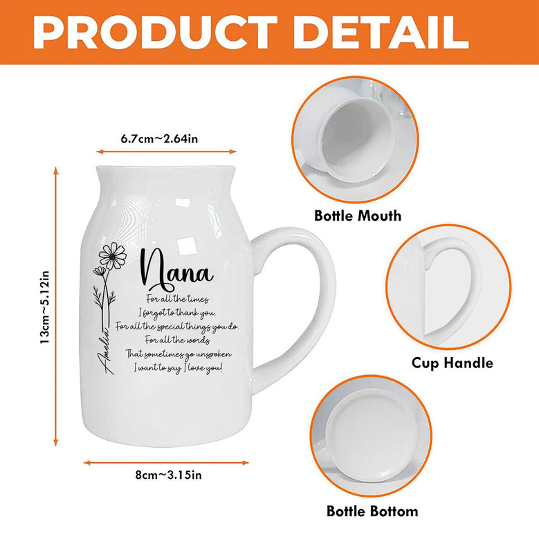 Personalized Birth Month Ceramic Flowers Vase For Mom Nana - Thoughtful Floral Gift For Mother's Day