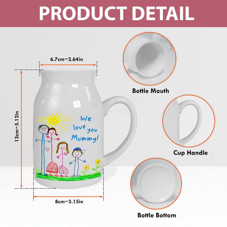 Thoughtful Custom Kids Drawing Ceramic Flower Vase For Mom Or Grandma - Perfect Mother's Day Gift