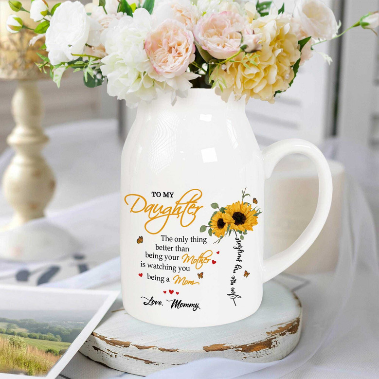 Heartfelt Mother's Day Ceramic lower Vase - Personalized From Mom To Daughter