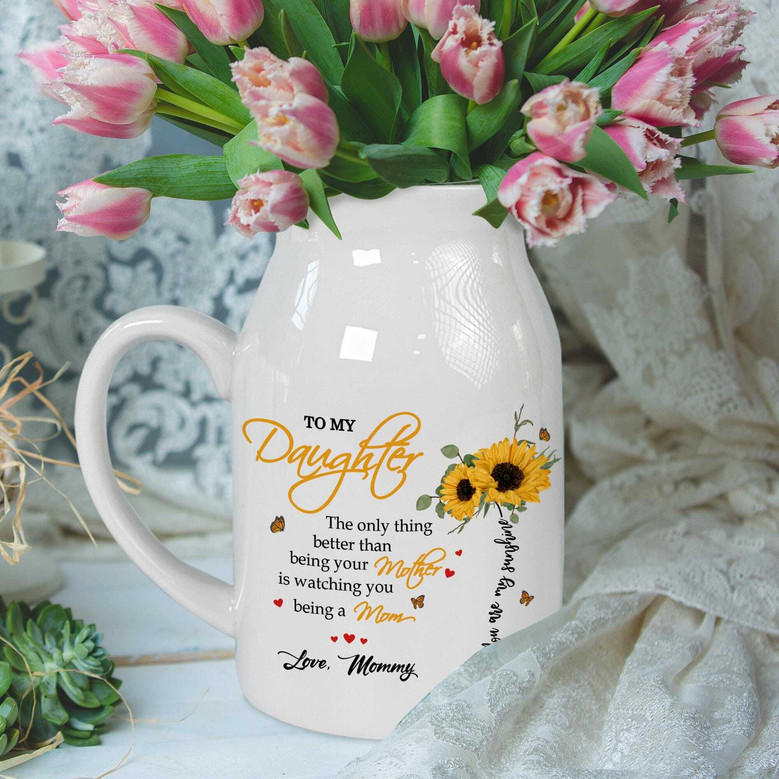 Heartfelt Mother's Day Ceramic lower Vase - Personalized From Mom To Daughter