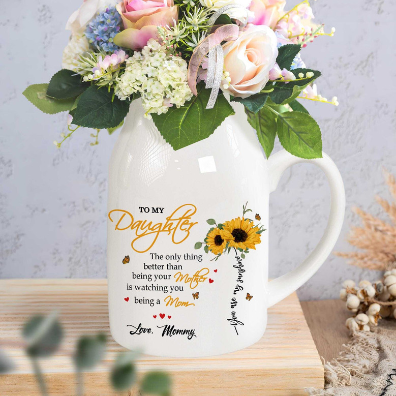 Heartfelt Mother's Day Ceramic lower Vase - Personalized From Mom To Daughter