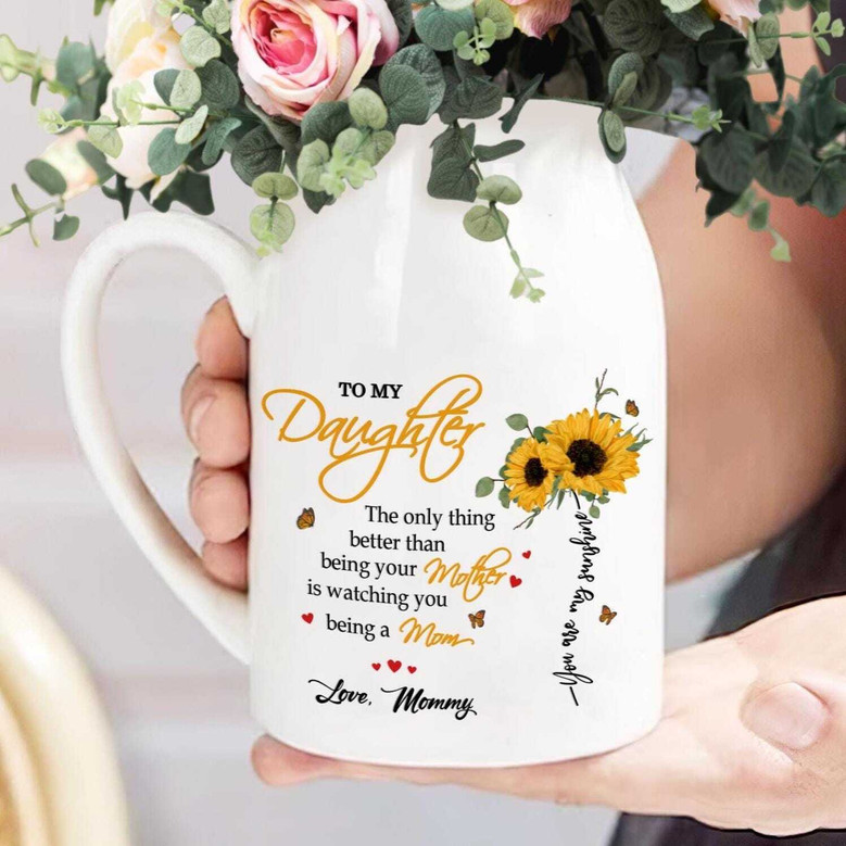Heartfelt Mother's Day Ceramic lower Vase - Personalized From Mom To Daughter