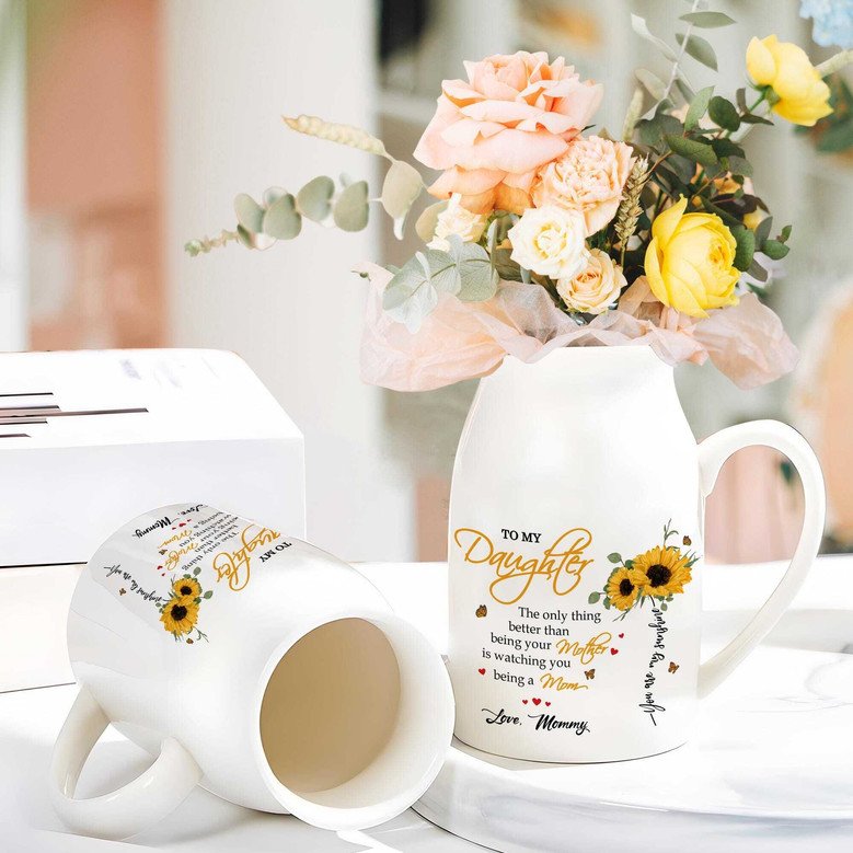 Heartfelt Mother's Day Ceramic lower Vase - Personalized From Mom To Daughter